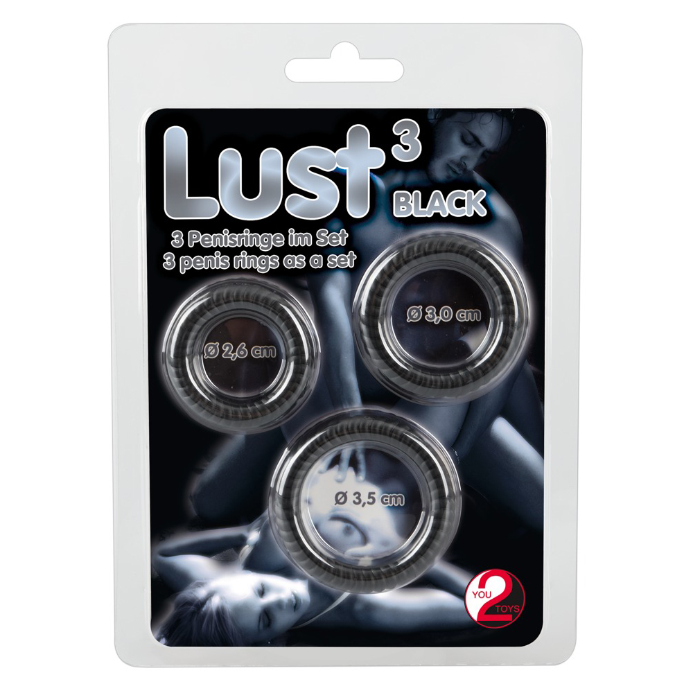 You 2 Toys-3 Penis Ringen Black Lust Zwart