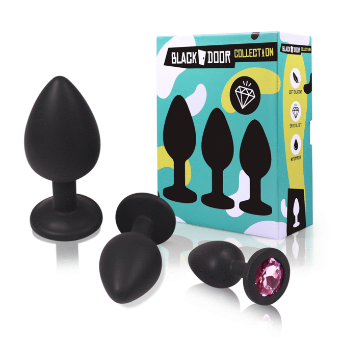 Blackdoor-Fluweelzachte Buttplug Set met Kristallen Stop