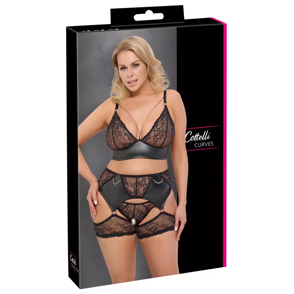 C.C. Curves-Zwart Jarretelsetje met Soft-BH & Slip 2XL