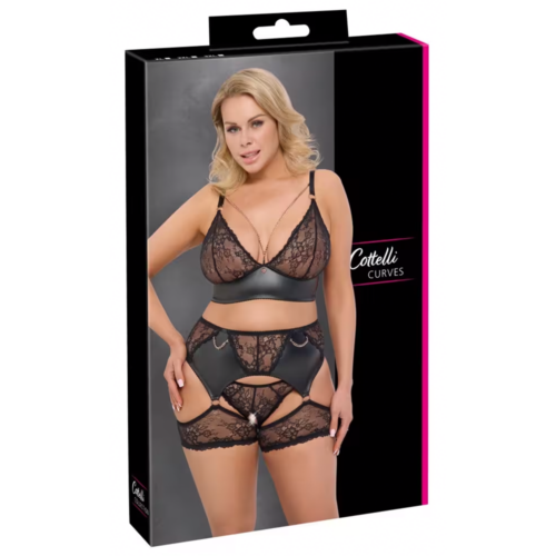 C.C. Curves-Zwart Jarretelsetje met Soft-BH & Slip 3XL