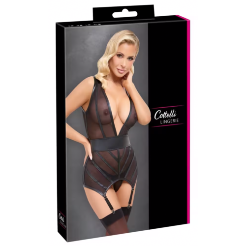 C.C. Lingerie Set met Jarretels Zwart C.C. Lingerie Set met Jarretels Zwart