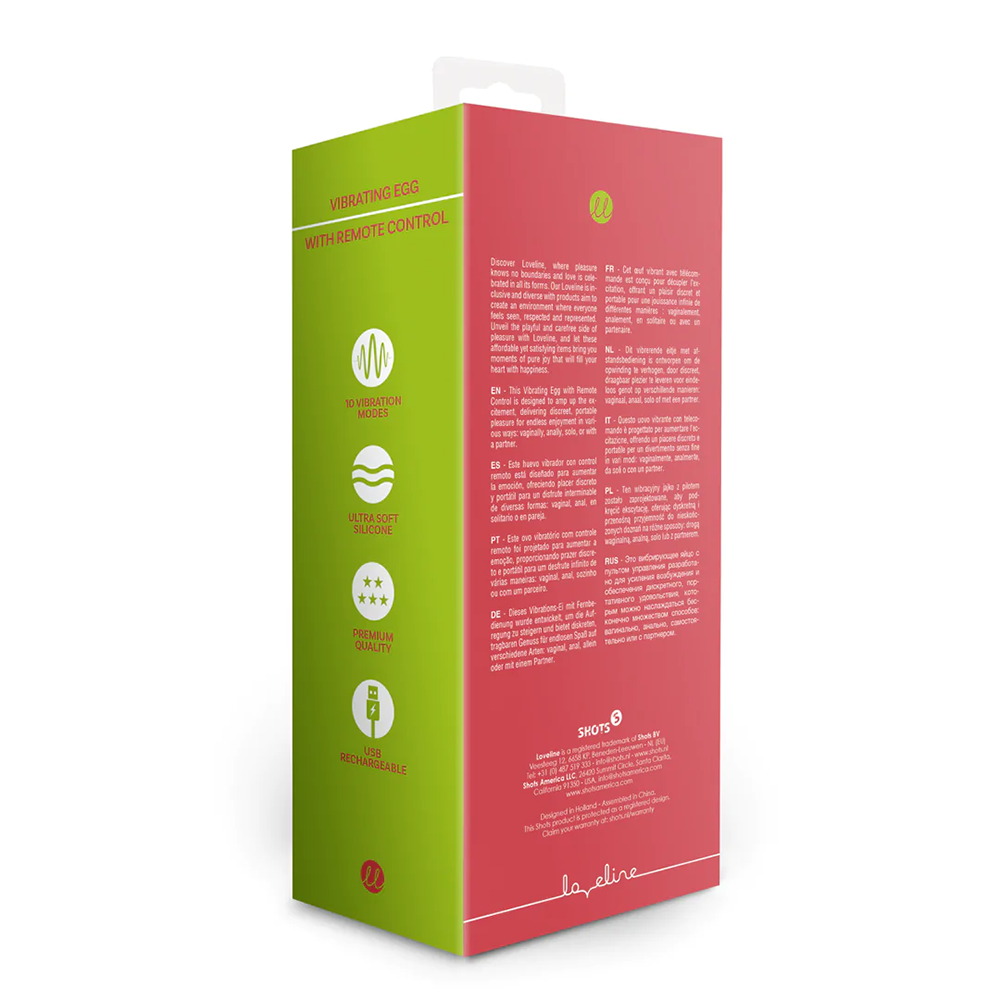 Loveline-Vibrerend ei met afstandsbediening - Strawberry Red