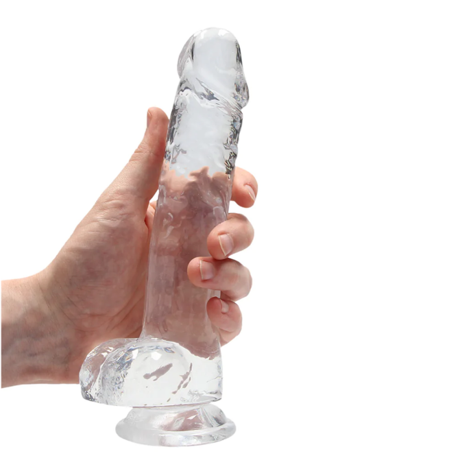 Realrock-Realistische Dildo met Ballen - 21 cm / 8" Transparant