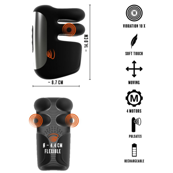 Rebel-Pulsating & Vibrating Masturbator With Opening & Closing Arms