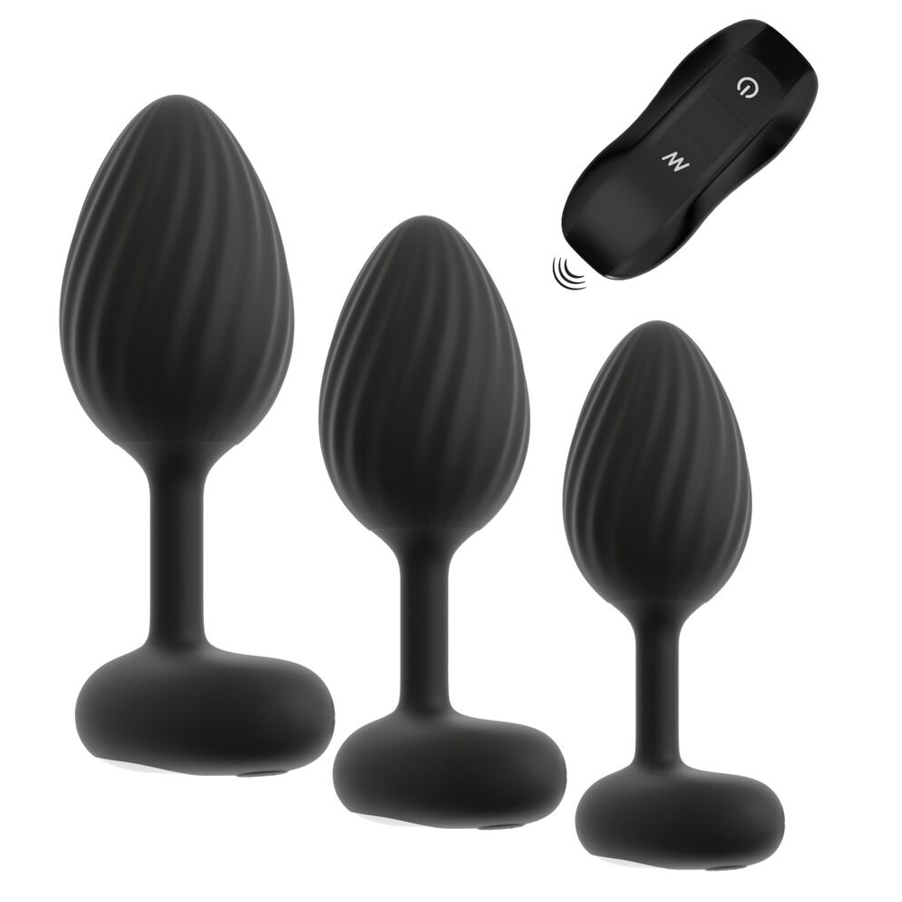 Anos-3-Delige RC Butt Plug Set met Vibratie