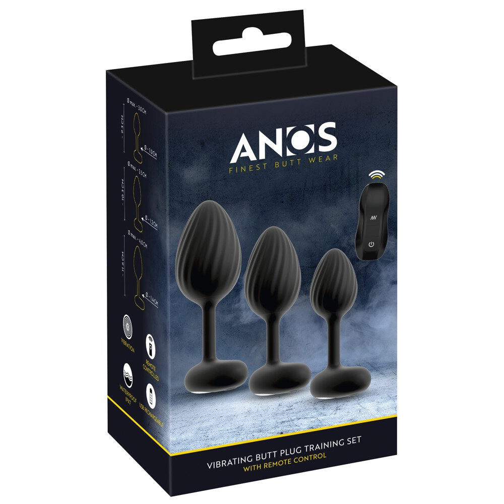 Anos-3-Delige RC Butt Plug Set met Vibratie