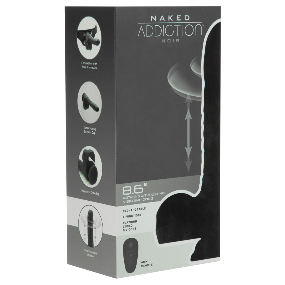 Naked Addiction-8,6" Rotating & Thrusting Vibrating Dong Black