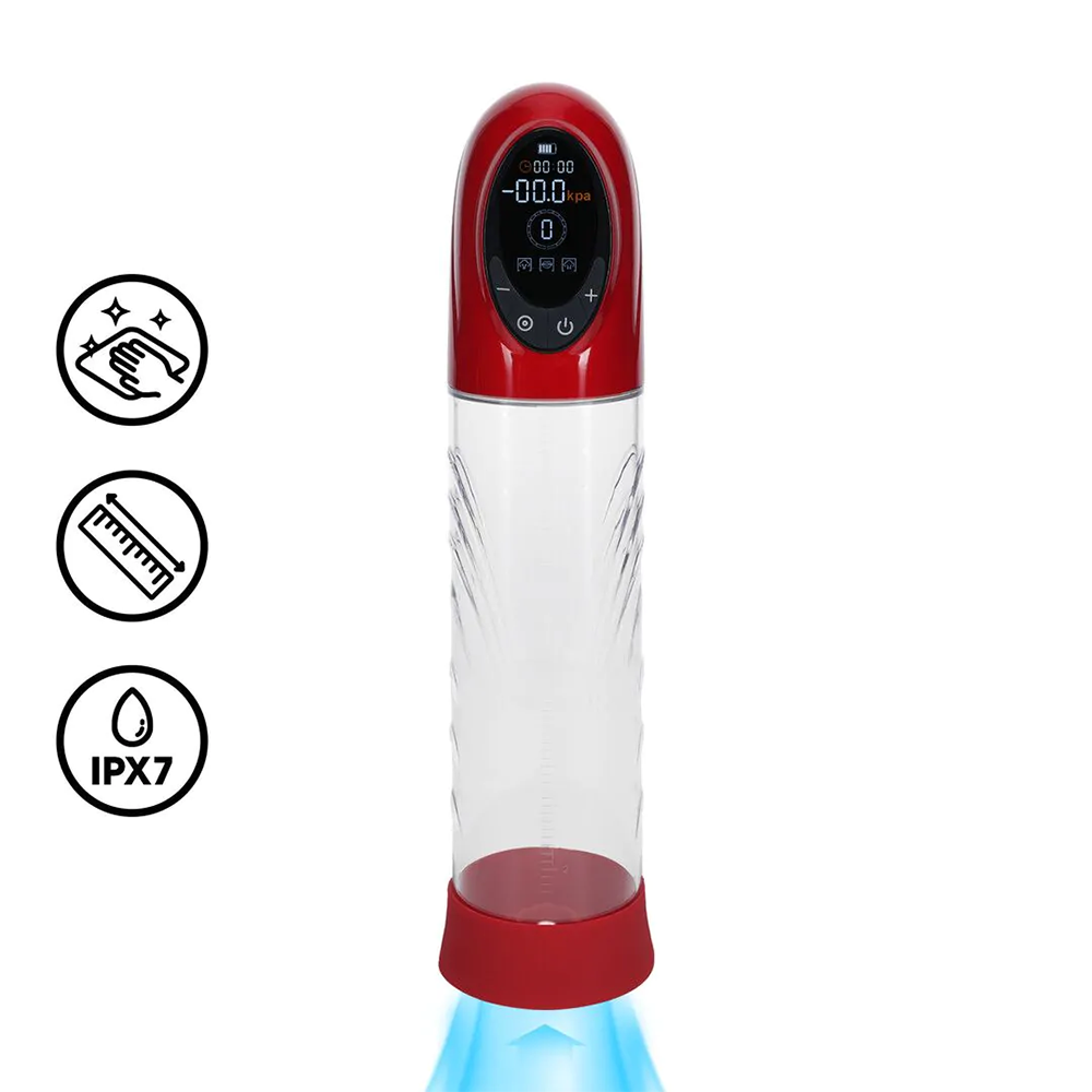 Pumped-CyberPulse - Automatische Waterdichte Penispomp - Metallic Rood