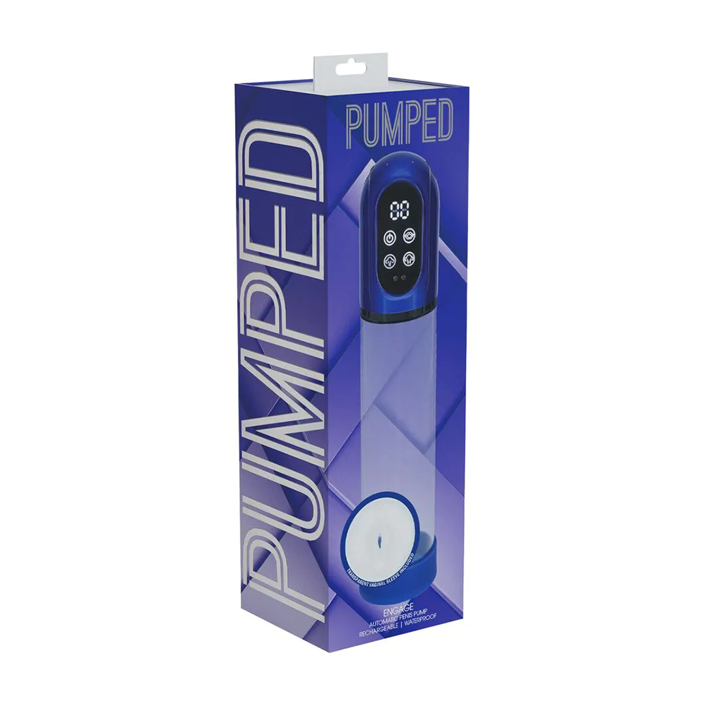 Pumped-Engage - Automatische Waterdichte Penispomp en Masturbator - Metallic Blauw