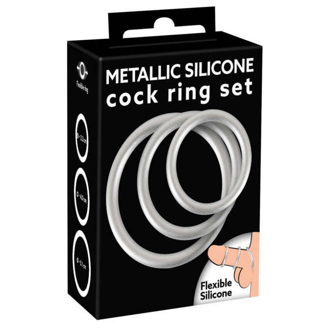 You 2 Toys-Metallic Silicone Cockring Set